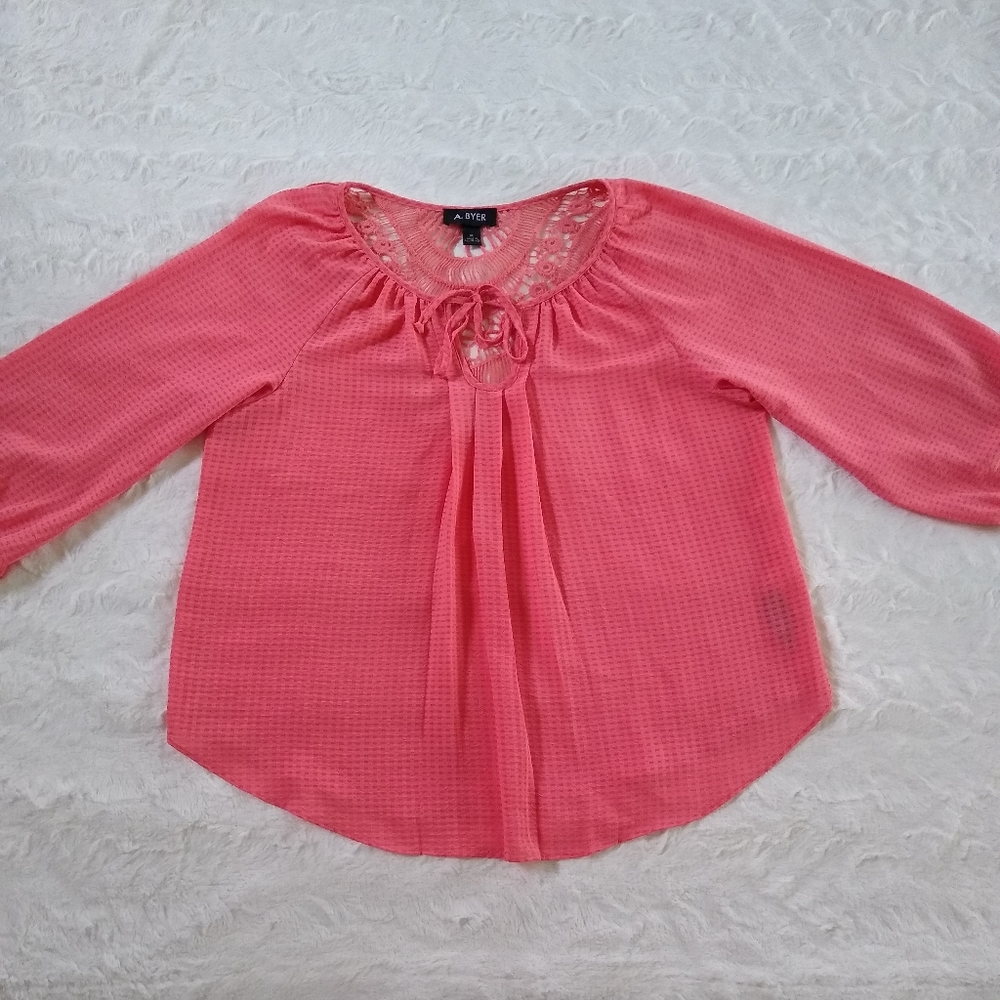 A. Byer Crochet Peasant Top